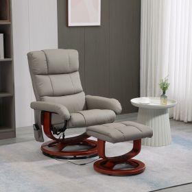 Gray Massage Recliner Chair with Ottoman, 10 Vibration Points, Living Room Bedroom Comfort