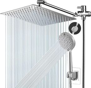 Shower Head, 8 Inch High Pressure Rainfall Shower Head/Handheld Shower Combo (Color: silver)